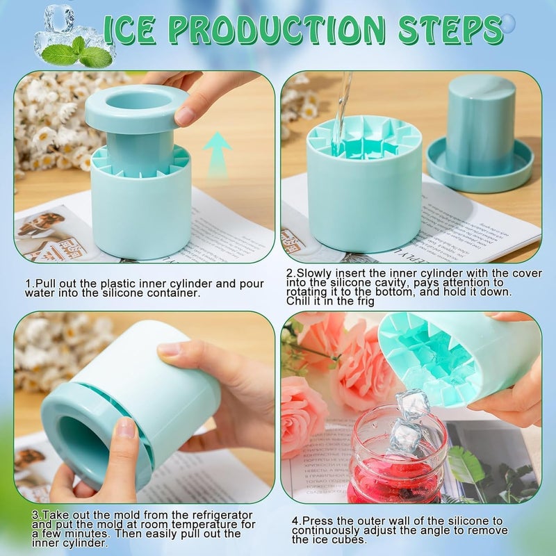 SARVANGAH Cylinder Silicone Ice Cube Molds Holds to 60 Ice Cubes Decompress Ice Lattice Ice Cube Trays 3D Ice Maker Cup Press Type Easy Release Ice Cube Cup - Image 3