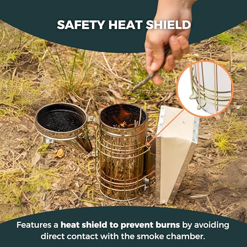 SunVara Bee Smoker Stainless Steel Heat Shield High Standard 11" - Image 5