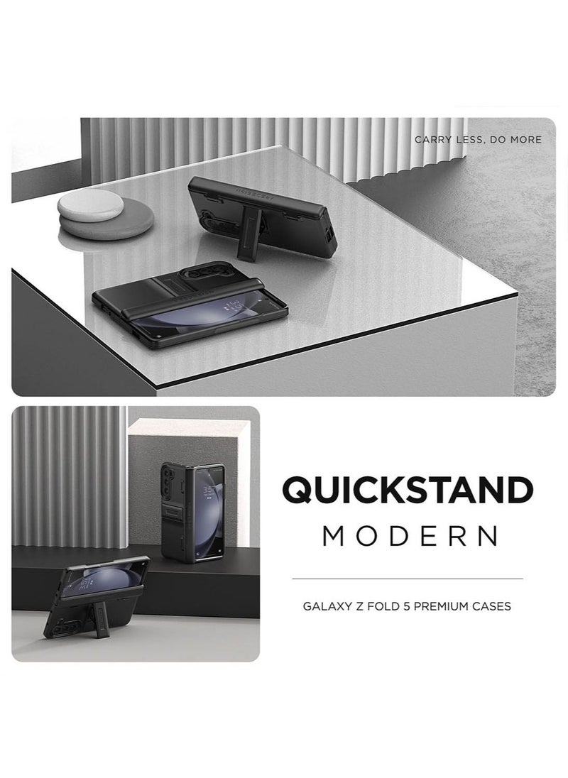 Quick Stand Modern Samsung Galaxy Fold 5 Case Cover with Multi Angle Kickstand and Front Screen Protector - Matte Black