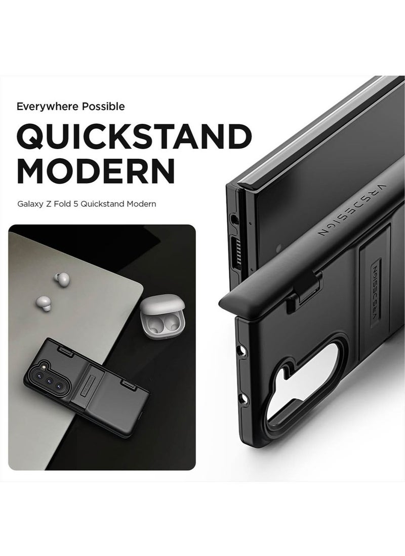 VRS Design Quick Stand Modern Samsung Galaxy Fold 5 Case Cover with Multi Angle Kickstand and Front Screen Protector - Matte Black  - Image 4
