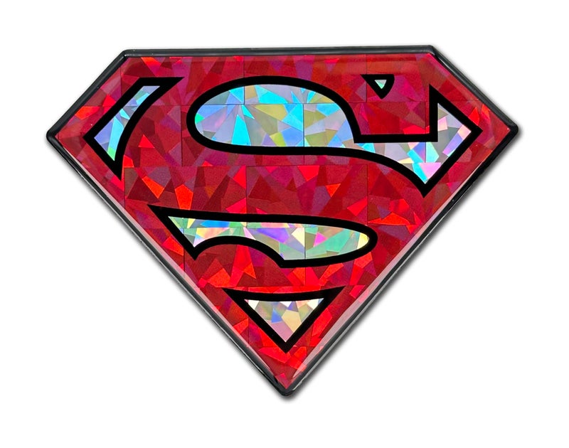 Elektroplate Officially Licensed DC Comics Superman Automotive RedSilver Reflective Domed Decal 385 x 285 3D All Weather Vinyl Sticker for Car Water Bottle Laptop Phone More Made in USA