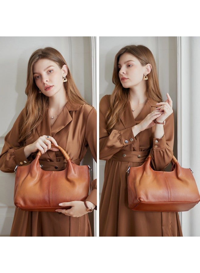 آي سوي حقائب يد نسائية من Iswee مصنوعة من الجلد الطبيعي، متوسطة الحجم، حقيبة يد، حقيبة كروس، حقيبة كتف، حقيبة هوبو، حقيبة يد نسائية عصرية (لونها بني فاتح) - Image 1