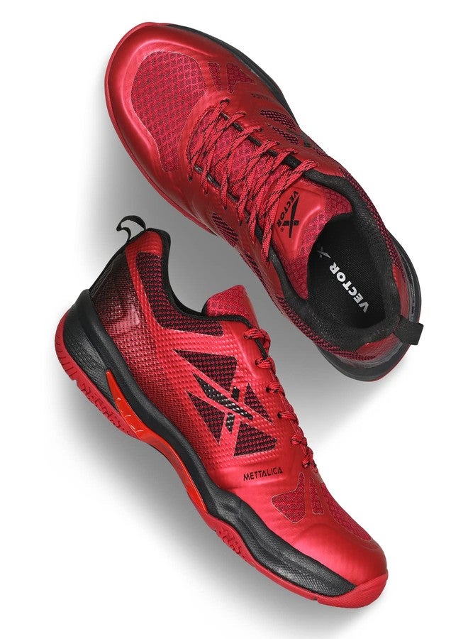 Vector X Mettalica Non-Marking Badminton Shoe Red-Black - Image 1