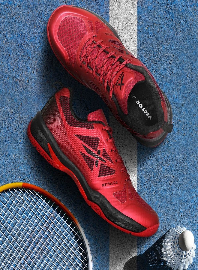 Vector X Mettalica Non-Marking Badminton Shoe Red-Black - Image 2