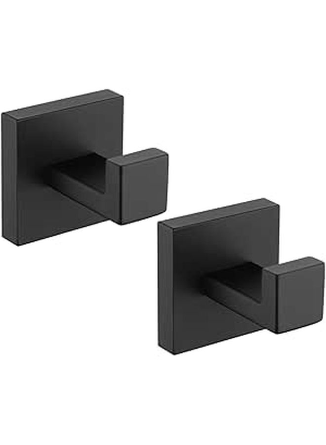2 Pcs 304 Stainless Steel Wall Punching Hooks Black Heavy Duty Bathroom Towel Hooks For Entryway And Shower Organization - Image 1