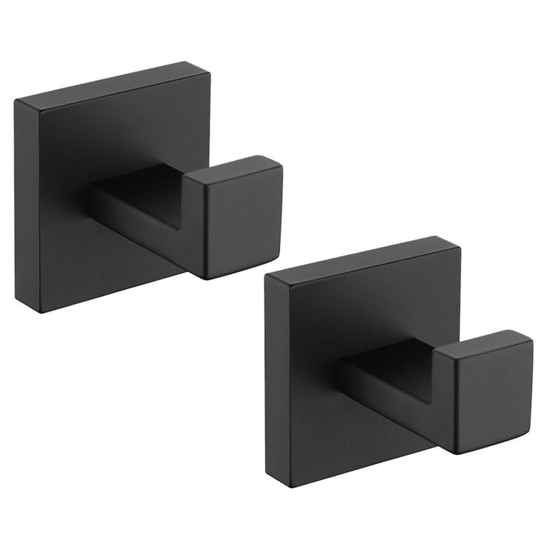 2 Pcs 304 Stainless Steel Wall Punching Hooks Black Heavy Duty Bathroom Towel Hooks For Entryway And Shower Organization - Image 2