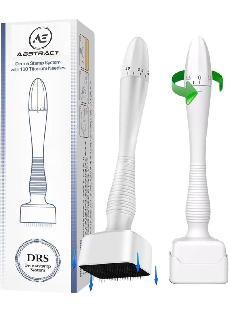 Derma Stamp with adjustable titanium needles – 140 micro-needles for skin, scalp and beard care - Image 1
