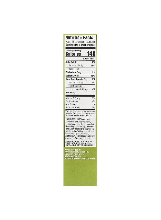 Mary's Gone Crackers Mary's Gone Crackers, Organic Real Thin Crackers™, Garlic Rosemary, 5 oz (142 g)  - Image 2