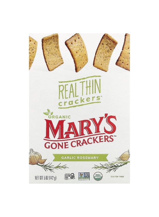 Mary's Gone Crackers Mary's Gone Crackers, Organic Real Thin Crackers™, Garlic Rosemary, 5 oz (142 g)  - Image 1
