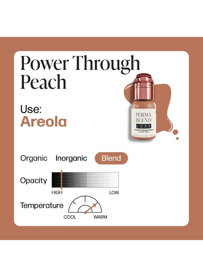 Perma Blend Areola Pigment – Perma Blend Luxe Power Through Peach 15ml | Professional SPMU Areola Tattoo Ink for Nipple Restoration, Areola Reconstruction & Medical Tattooing | Vegan, Natural-Looking Color - Image 2