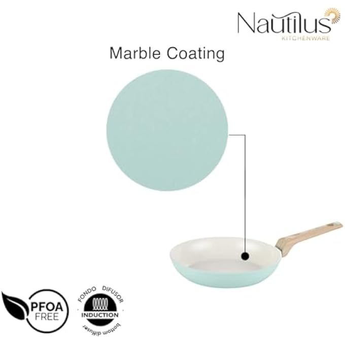 Nautilus Kitchenware Frypan 24Cm Forged Aluminium Ceramic Coating Frying Pan Pfoa Free Dishwasher Safe Skillet Soft Touch Handle Cookware  Light Green - Image 4
