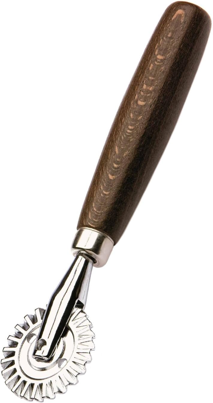 Tredoni 1.6" Pastry Wheel - Dough Stamp Cutter/Crimper, Pasta/Ravioli/Pie Maker, 4cm Stainless Steel Wheel Wooden Handle - Image 1