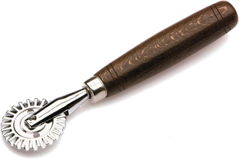 Tredoni 1.6" Pastry Wheel - Dough Stamp Cutter/Crimper, Pasta/Ravioli/Pie Maker, 4cm Stainless Steel Wheel Wooden Handle - Image 2