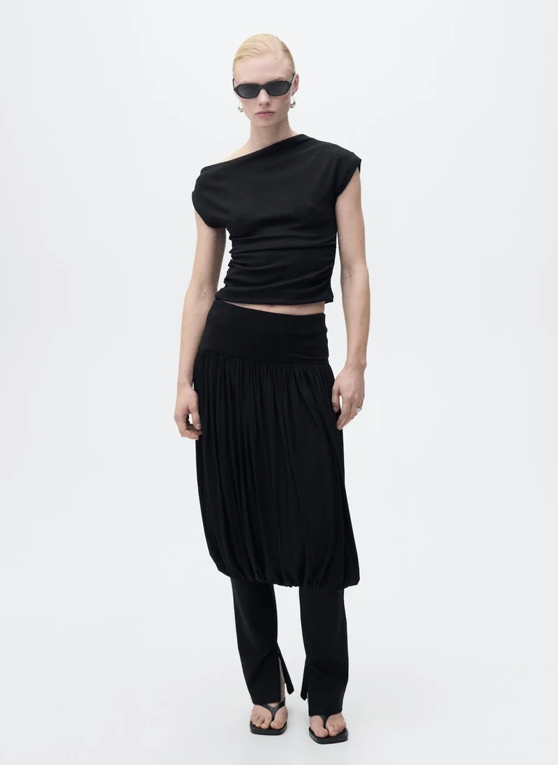 MANGO Casual Asymmetrical Linen Top