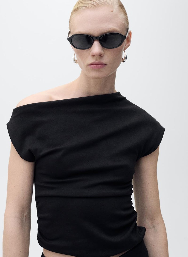 MANGO Casual Asymmetrical Linen Top  - Image 1