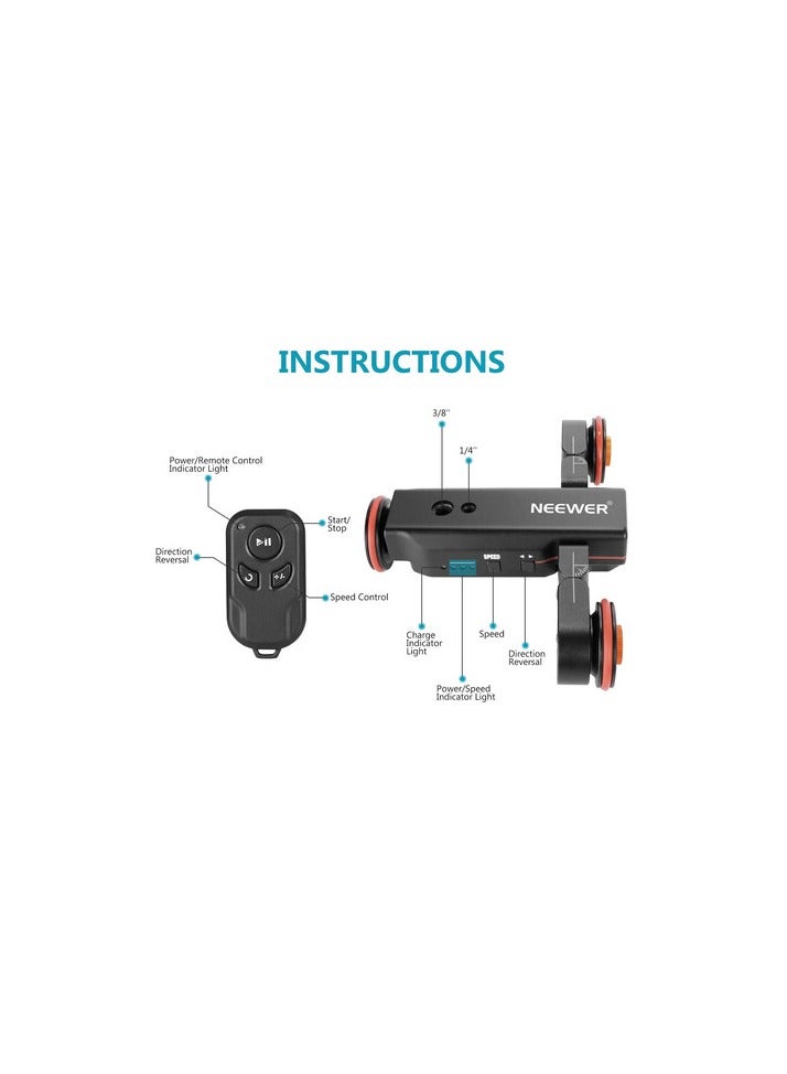 Neewer 3-Wheels Wireless Video Camera Dolly – 3-Speed Motorized Autodolly with Remote (Supports 3 kg Load) black - Image 3