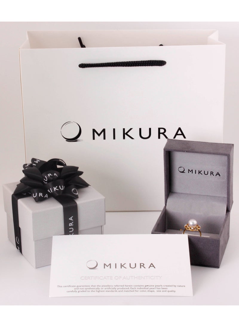 MIKURA Ring, Freshwater Pearls, A Quality, Treated Black Color, 9.5-9.0MM, 18KW, 12D 0.13CT  - Image 5
