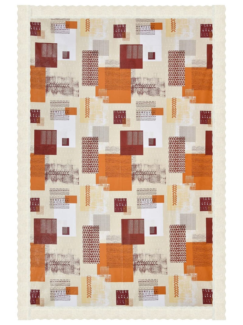 Clasiko Centre Table Cover; 40x60 Inches; PVC; Maroon & Orange Checks; Anti Slip - Image 4