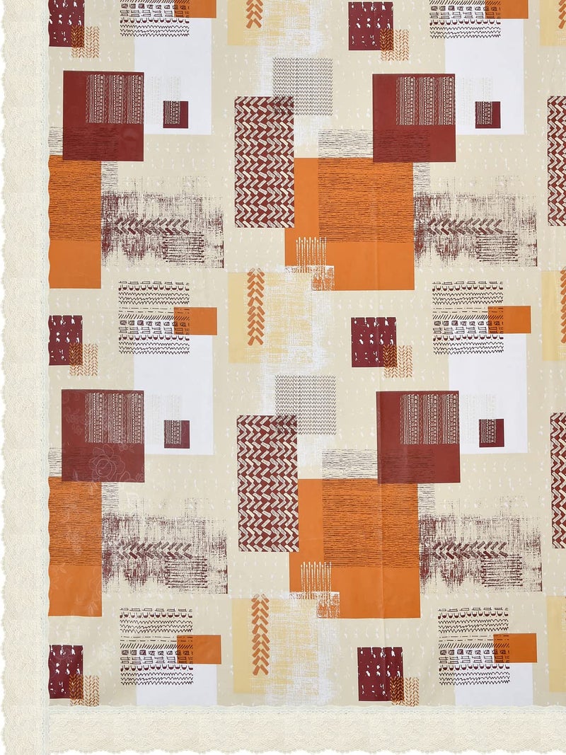 Clasiko Centre Table Cover; 40x60 Inches; PVC; Maroon & Orange Checks; Anti Slip - Image 3