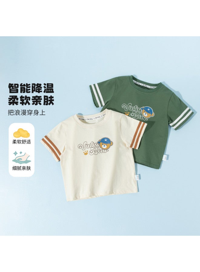 Bornbay 2025 Summer New Boys' Cool-feel Short Sleeve T-shirt - Color Block Casual Ice-touch Breathable Sports Running Top - Image 4