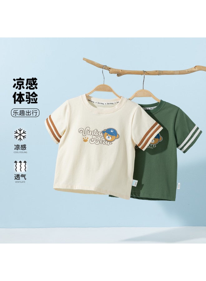 Bornbay 2025 Summer New Boys' Cool-feel Short Sleeve T-shirt - Color Block Casual Ice-touch Breathable Sports Running Top - Image 3