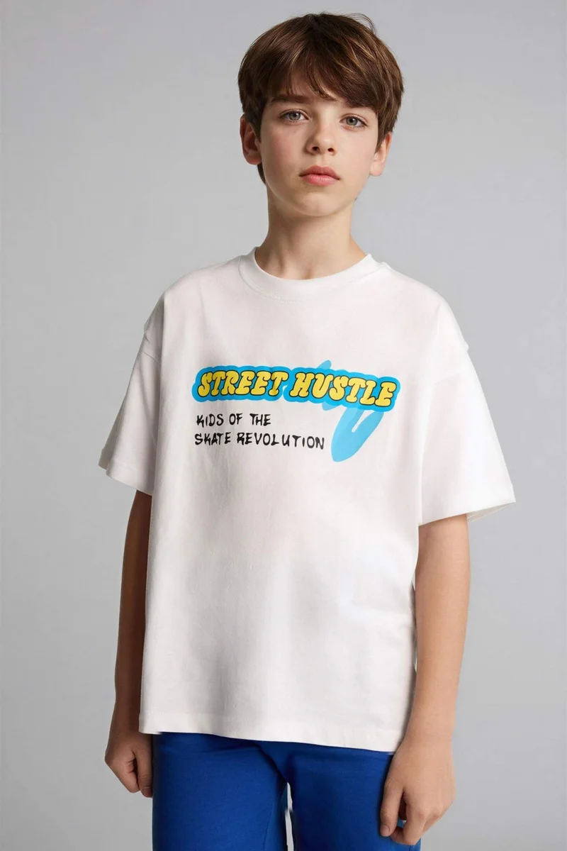 ديفاكتو Boy New Regular Fit Printed Short Sleeve T-Shirt