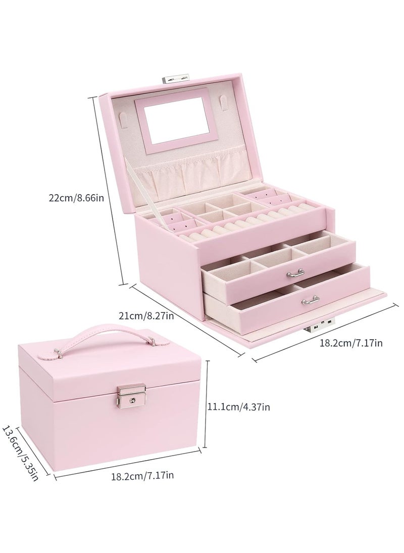 Gerenic - Jewellery Box with Drawers for Women and Girls, PU Leather Large Jewellery Organiser for Rings, Earrings, Bracelets, Necklaces and more - Image 1