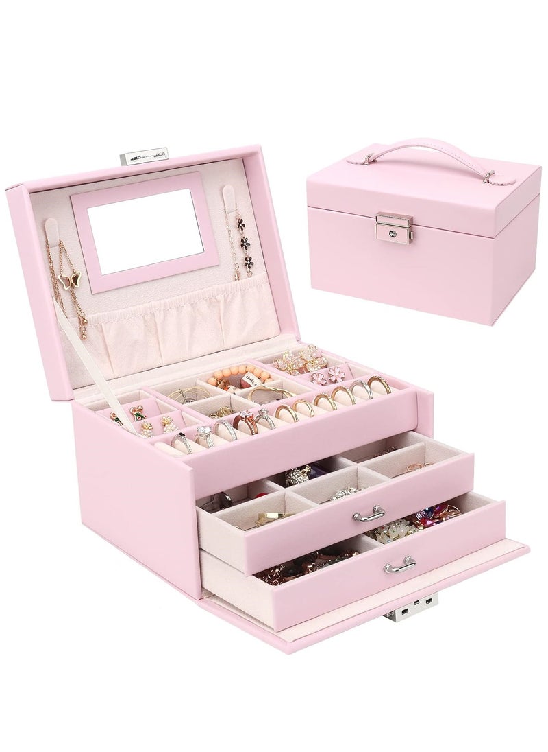 Gerenic - Jewellery Box with Drawers for Women and Girls, PU Leather Large Jewellery Organiser for Rings, Earrings, Bracelets, Necklaces and more - Image 1