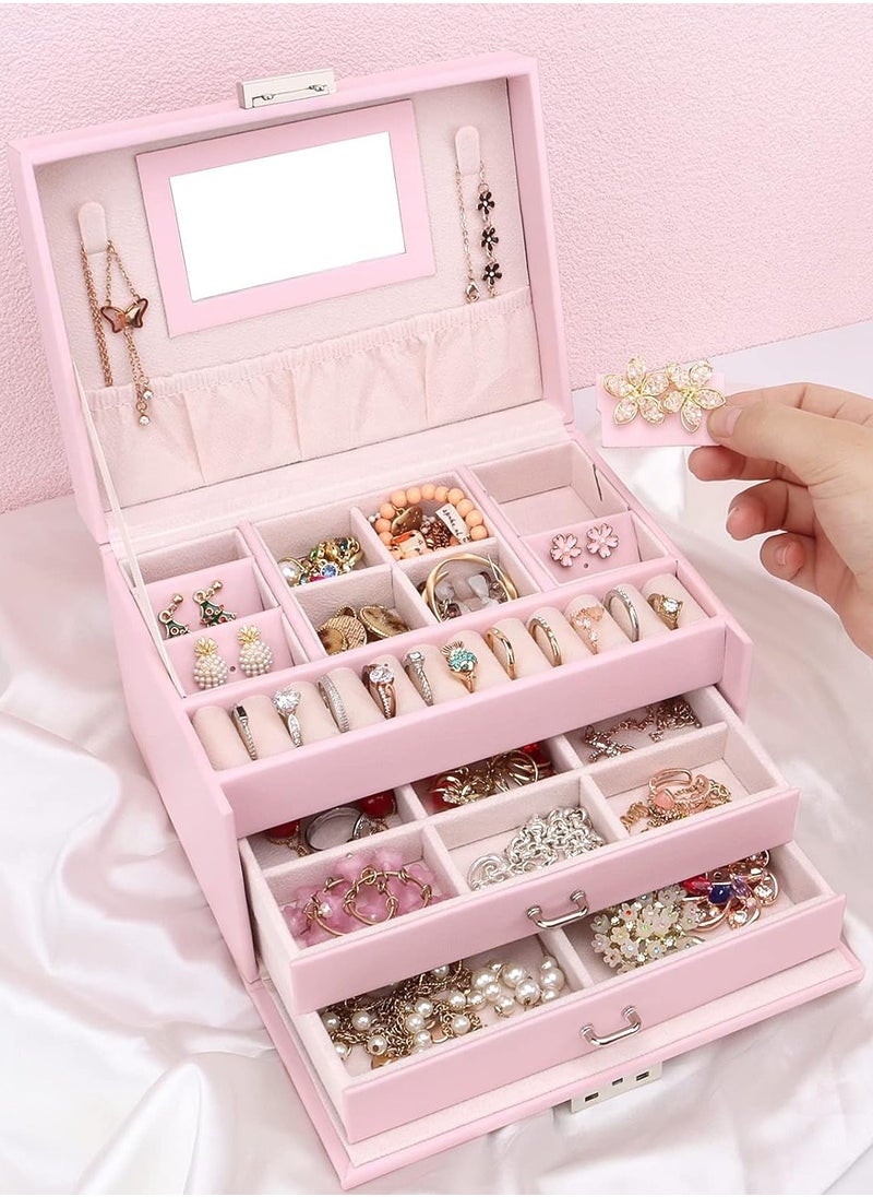 Gerenic - Jewellery Box with Drawers for Women and Girls, PU Leather Large Jewellery Organiser for Rings, Earrings, Bracelets, Necklaces and more - Image 1
