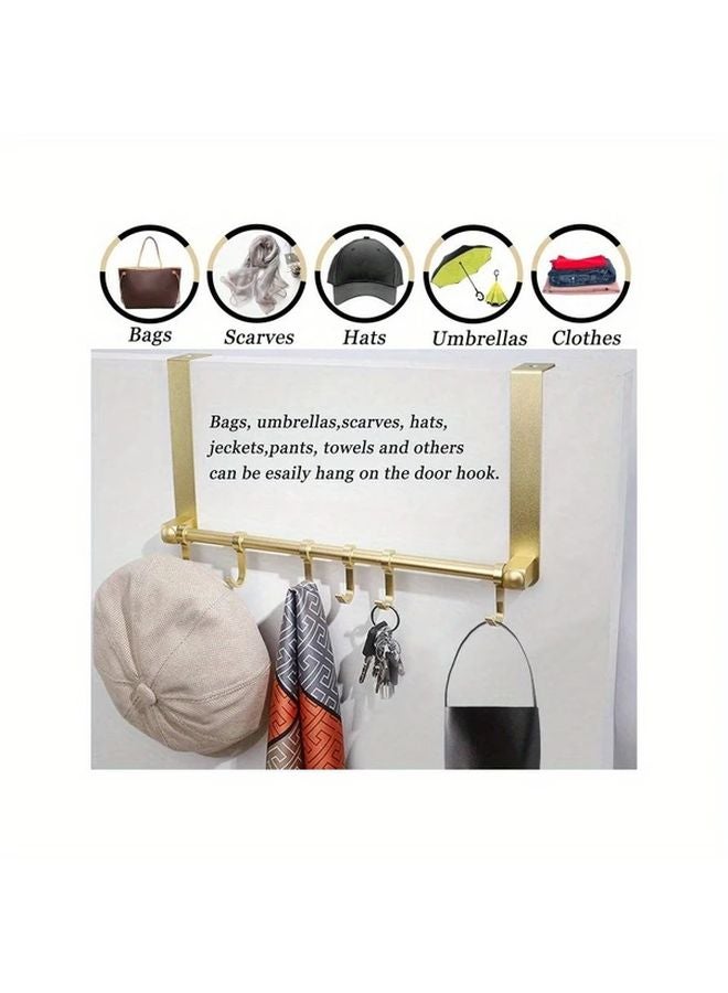 الشنّاق الذهبي المتعدد الخطّافات للباب بدون حفر وسهل التركيب للمناشف والحقائب - Image 3