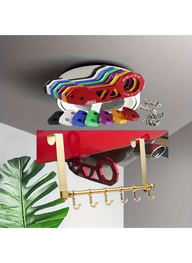 الشنّاق الذهبي المتعدد الخطّافات للباب بدون حفر وسهل التركيب للمناشف والحقائب - Image 1