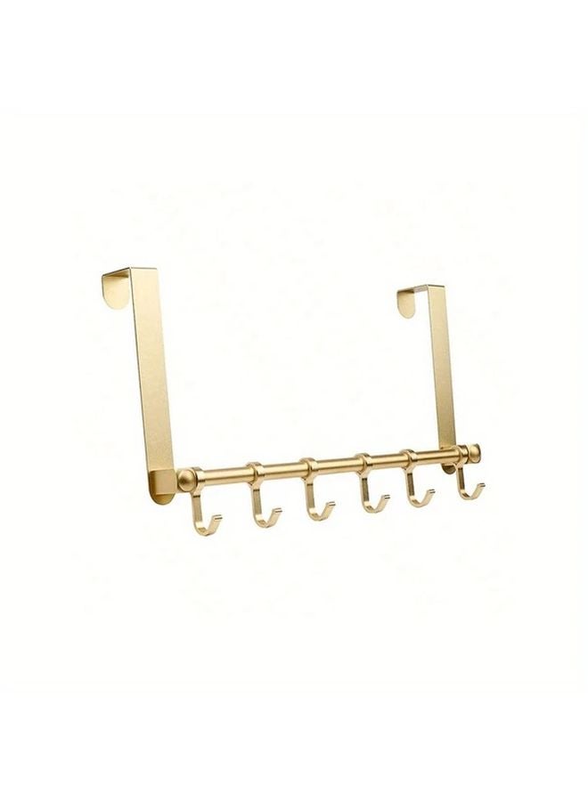 الشنّاق الذهبي المتعدد الخطّافات للباب بدون حفر وسهل التركيب للمناشف والحقائب - Image 2