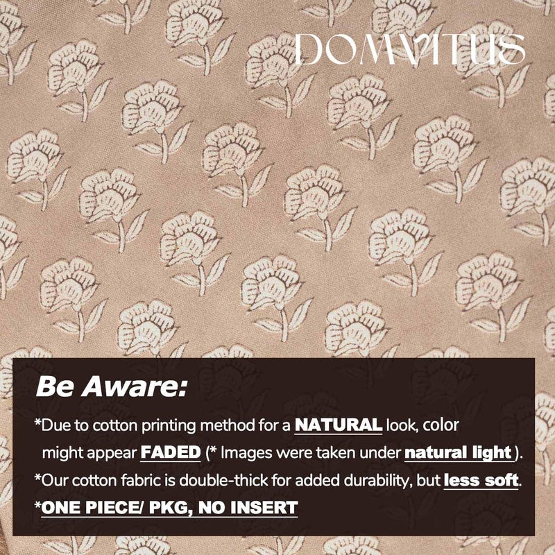 DOMVITUS Floral Pillow Covers 18x18 Throw Pillow Covers Decorative Farmhouse Block Floral Print Vintage Pillow Cover for Living Room Couch Bed  Light Camel  1PC - Image 3