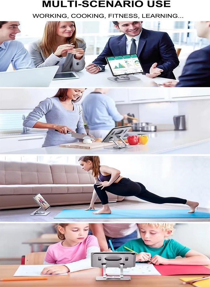LIVVY iPad Stand 360° Rotatable Metal Tablet & Phone Stand for Desk | Adjustable Foldable Mount Compatible with iPad Pro/Air/Mini, iPhone 16 Pro Max, Galaxy Tab, Kindle, iPad 12.9, Drawing Set - Image 4