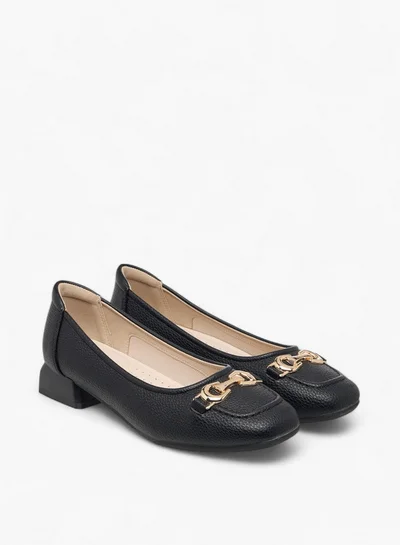 Celeste Women's Metal Accent Slip-On Ballerina Shoes with Block Heels