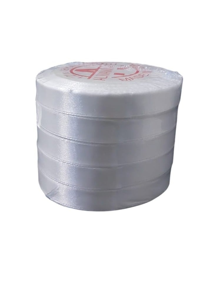 طقم أشرطة ساتان للزينة مكون من 5 قطع أبيض