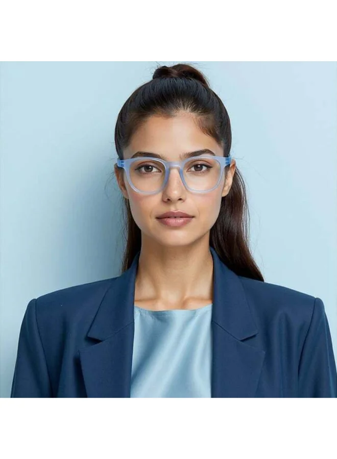 Lenskart Hustlr Powered Reading Glasses (+1.75) with Bluecut & Antiglare coating | Light Frames | Sky Blue Full Rim Square | For Men & Women | Medium | LH R17369