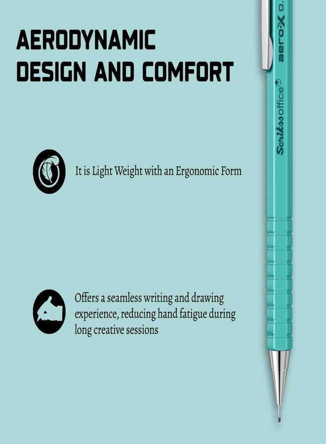 Scrikss 0.7mm Turquoise Mechanical Lead Pencil | Aero-x | Lightweight | Cute Click Pen Pencil for drafting Stationery Sketching Drawing - Image 3
