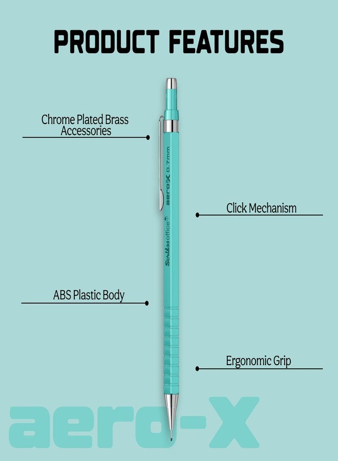 Scrikss 0.7mm Turquoise Mechanical Lead Pencil | Aero-x | Lightweight | Cute Click Pen Pencil for drafting Stationery Sketching Drawing - Image 2