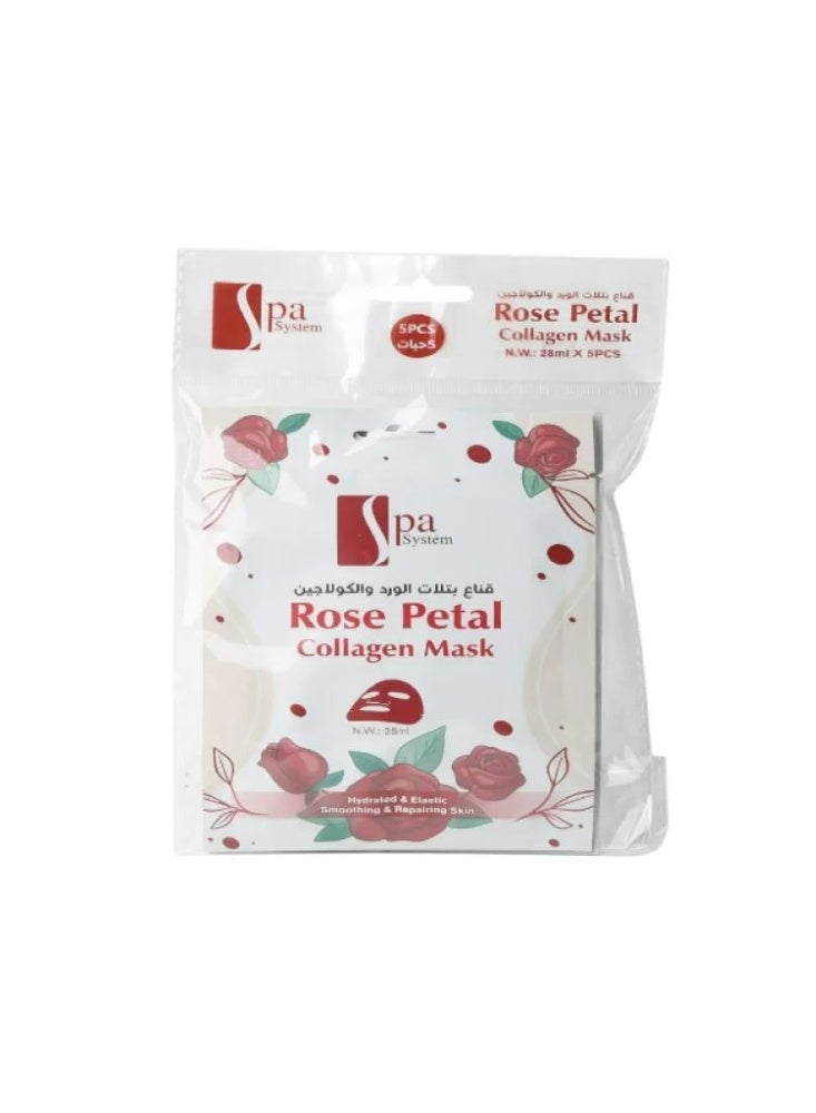 Spa System Rose Petals & Collagen Face Mask - 28ml × 5 pcs