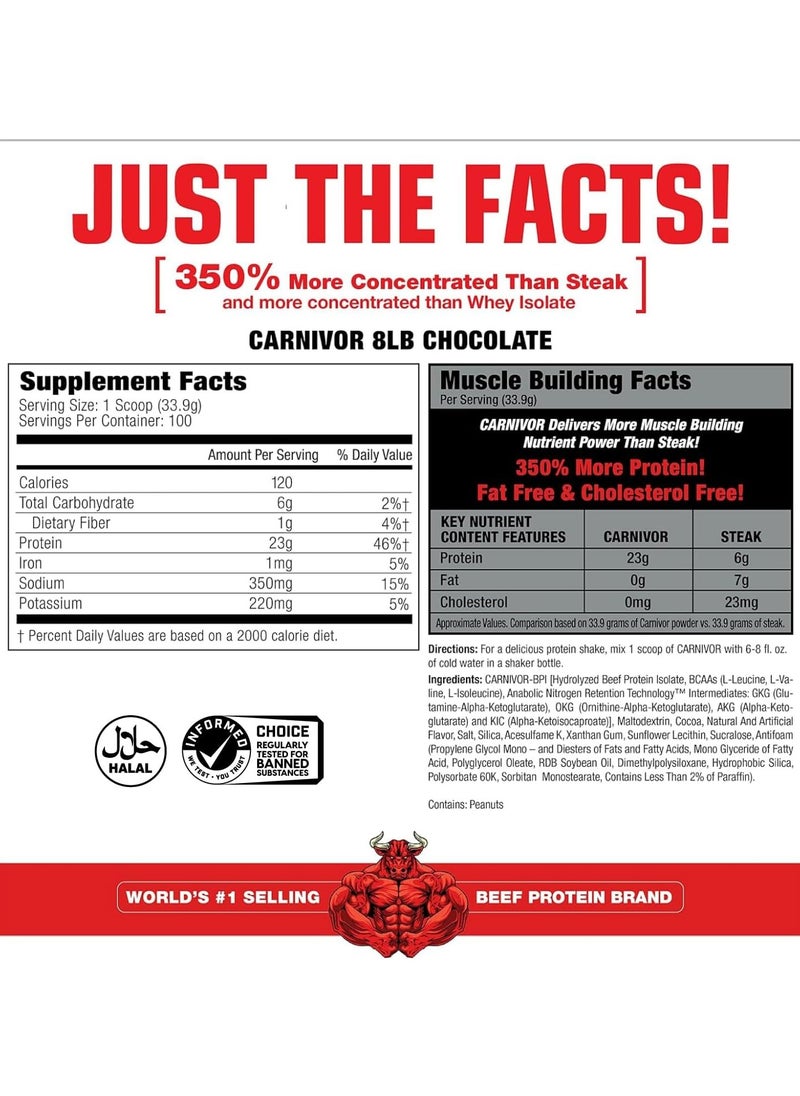 MUSCLEMEDS Musclemeds, Carnivor, Beef Protein Isolate, 7.47 lbs, Chocolate, 100 Servings  - Image 2