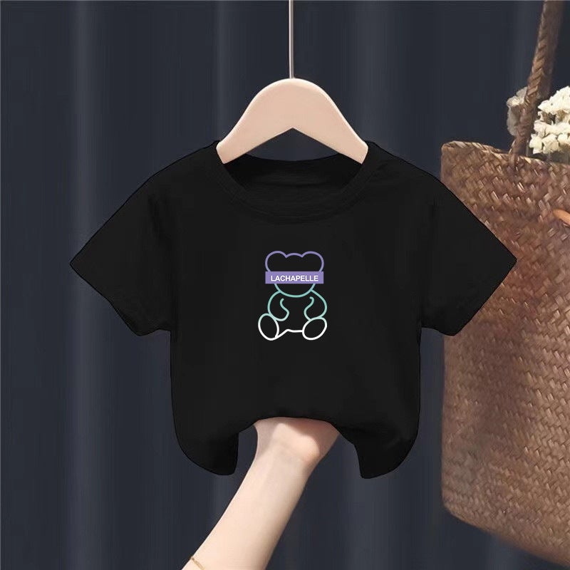 2167# Boys And Girls Short-Sleeved T-Shirt 100 Pure Cotton Children'S Round Neck All-Match Middle And Big Children'S Half-Sleeved Top - Image 1