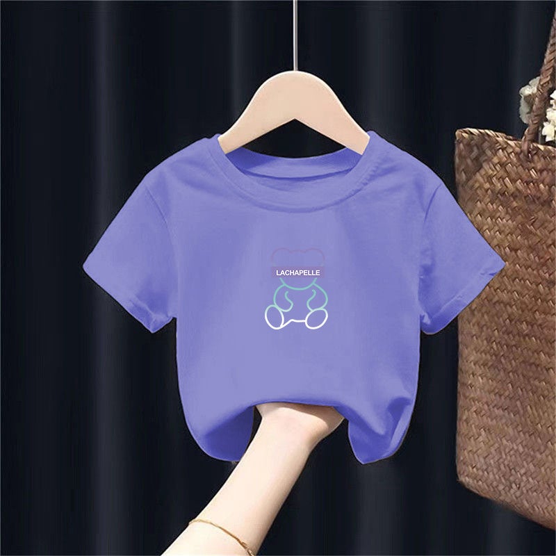2167# Boys And Girls Short-Sleeved T-Shirt 100 Pure Cotton Children'S Round Neck All-Match Middle And Big Children'S Half-Sleeved Top - Image 3