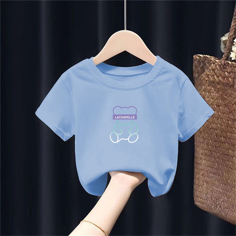 2167# Boys And Girls Short-Sleeved T-Shirt 100 Pure Cotton Children'S Round Neck All-Match Middle And Big Children'S Half-Sleeved Top - Image 2