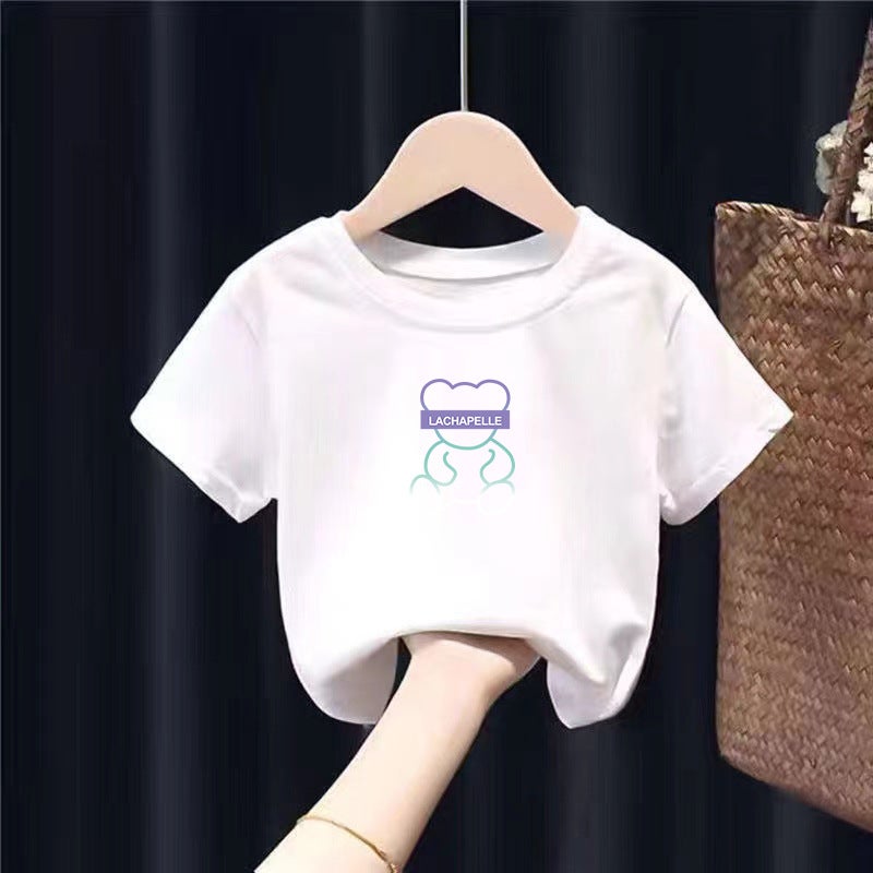 2167# Boys And Girls Short-Sleeved T-Shirt 100 Pure Cotton Children'S Round Neck All-Match Middle And Big Children'S Half-Sleeved Top - Image 4