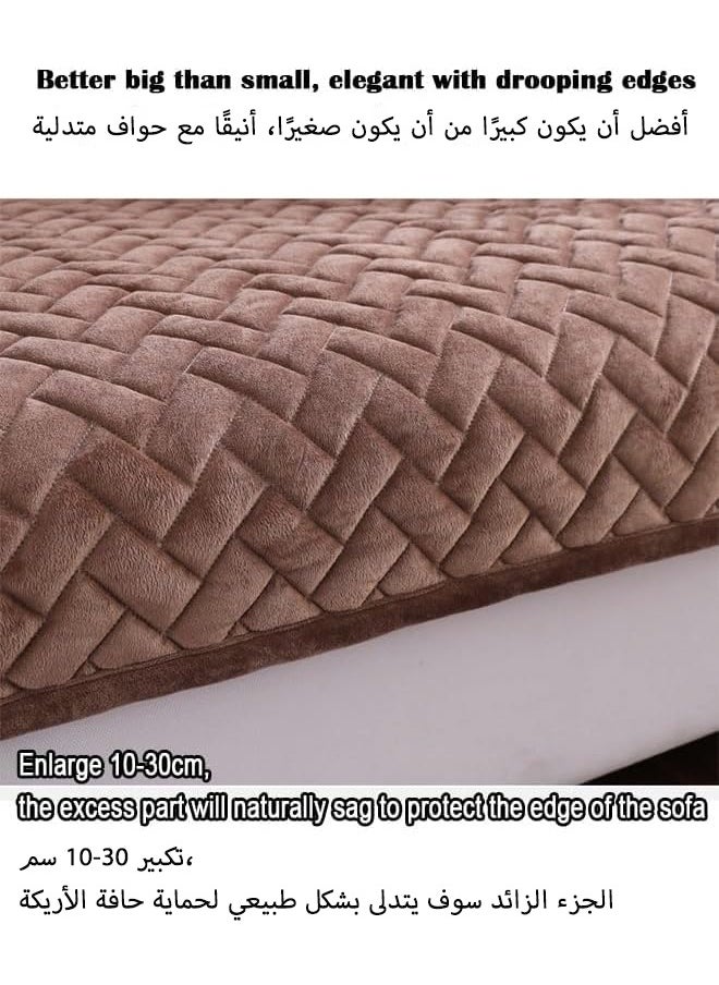 أوبتيكو غطاء أريكة، غطاء أريكة مخملي، أغطية أريكة مقسمة مضادة للانزلاق، غطاء أريكة مقسم فائق النعومة، غير قابل للانزلاق، غطاء أريكة دافئ من القطيفة للكلاب والقطط والحيوانات الأليفة ومسند الذراع وغطاء مسند الظهر  - Image 4