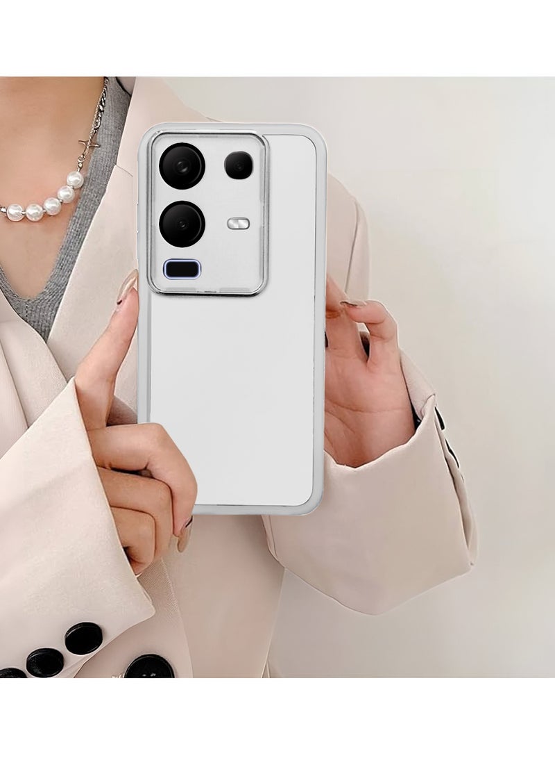 دبليو تيك غطاء خلفي أنيق مزود بحماية للكاميرا من السيليكون الشفاف الناعم ultra Thin مصمم لجهاز Infinix Note 50x 5G 2025 مع حواف كهربائية للكاميرا - أبيض - Image 4