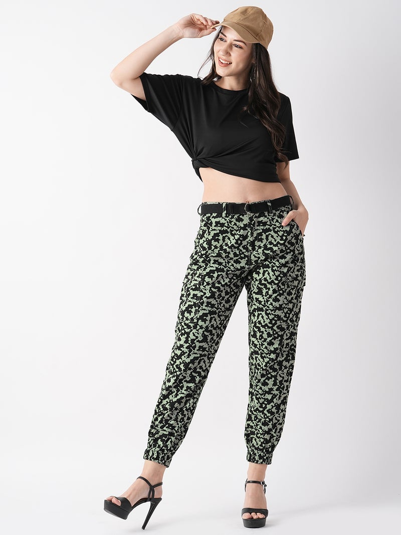 globus Globus Women Animal Printed Smart Tapered Fit Joggers Trousers  - Image 5