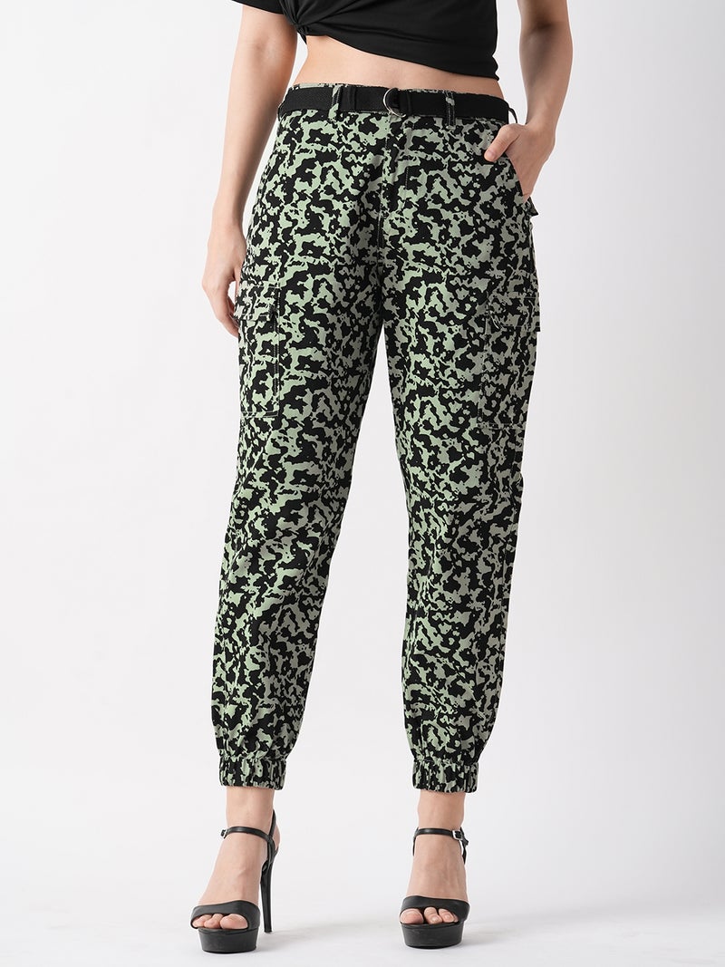 globus Globus Women Animal Printed Smart Tapered Fit Joggers Trousers  - Image 1