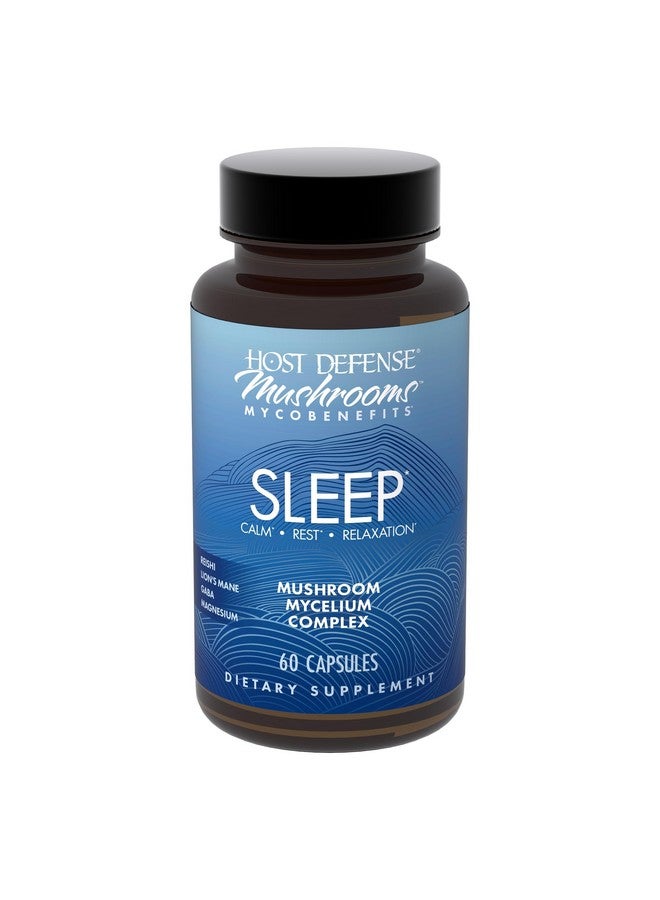 Host Defense MycoBenefits Sleep* Capsules - Rest Support for Healthy Sleep Quality - Calming Supplement with Magnesium, Lion's Mane & GABA - Aids Balanced Rest Cycles - 60 Capsules (30 Servings)* - Image 1
